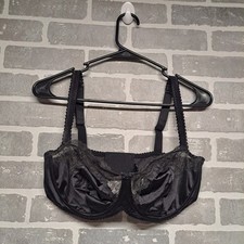 Skims Womens Satin Lace Black Floral Sexy Bra Full Coverage Size 36DD