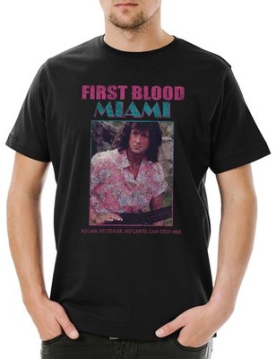 First Blood Miami Herren T-Shirt Vice John Fun 80s Stallone Rambo Florida