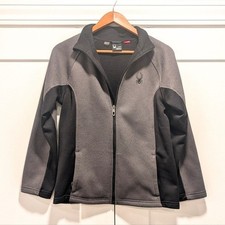 SPYDER Boys Gray and Black Full Zip-Up Fleece Jacket Size Large