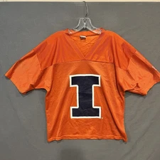 Vintage Illinois Fighting Illini Football Jersey Mens L Orange Mesh NCAA Promo