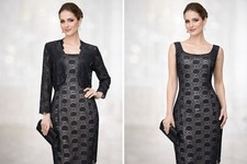 NWT ALEX EVENINGS Black Lace Shift Dress Jacket Set Classic Romantic Cocktail 14
