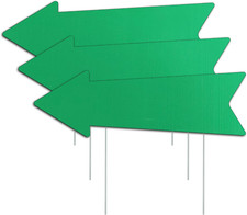 Green Arrow Signs with Stakes 16 X 5 Inches,This Way Directional Arrow Yard Sign
