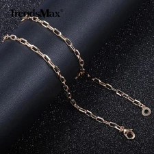4mm 585 Rose Gold Filled Paperclip Rolo Chain Necklace For Women Female 20/24in