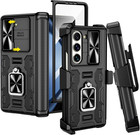 for Galaxy Z Fold 5 Case with Belt Clip Holster, 360°Ring Magnetic Kickstand & C