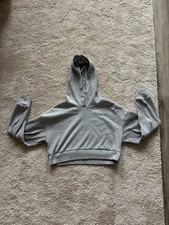 ALO Yoga Muse Cropped Hoodie Women s Small S Long Sleeve Ribbed Pullover Gray