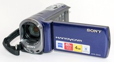 Sony Handycam DCR-SX44 60x Zoom Blue Camcorder   4GB   Carl Zeiss Lens   Tested
