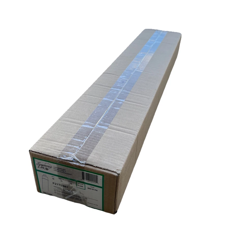 40 Pack Superior  F21T5/841 21-Watt T5 Linear Fluor Lamp Mini Bi Pin Base 4100K - Image 2 of 2