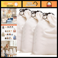 Breathable Cotton Dust-Proof Drawstring Storage Pouch Bags - Pack of 3 Large 