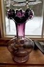 Vintage Fenton Lavender Purple Clear Cased Ruffled Edge Vase