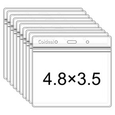 Clear Plastic Horizontal Badge Holder - 12 Pcs Thick Name Tag ID Card Protect...