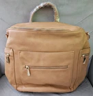 Miss Fong PU Leather Travel Diaper Bag Backpack Baby 16 Pocket Peanut Color