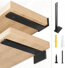 4 Pack 12" Floating Shelf Brackets, 160lbs Heavy Duty Black, Solid Steel