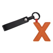 Initial Letter Keychain PU Leather Letter-X Key Chains for Women Orange-Red