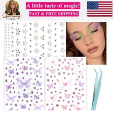 Face Gems Self Adhesive Butterfly Face Jewels Rave Accessories Stickers Heart...