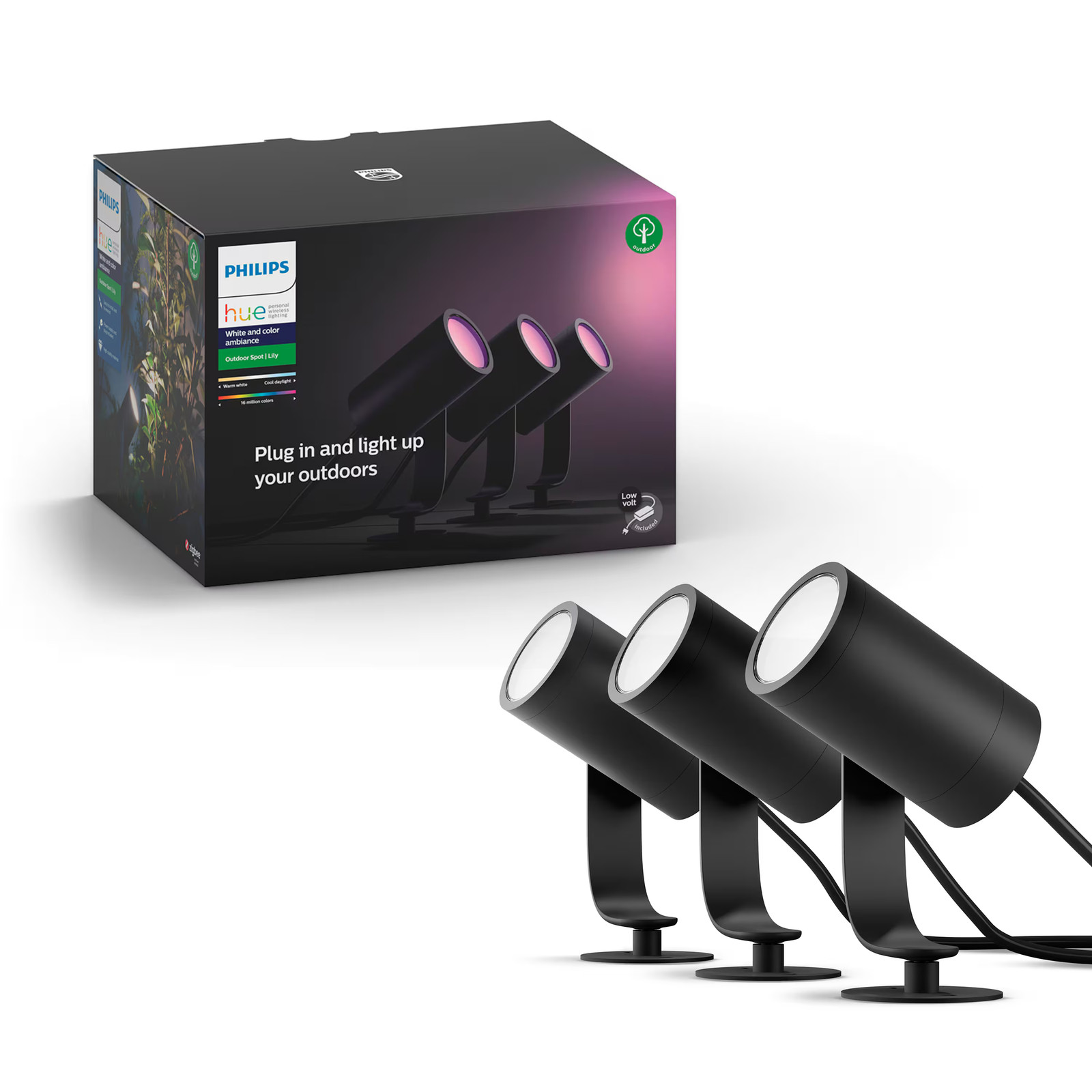 Philips - Hue Lily Outdoor Spotlight Basekit комплект из 3 предметов - Белый и цветной светильник для создания атмосферы 72190₽