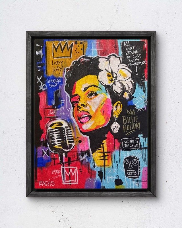 Faris Art-Billie Holiday-11x14  Neo Expressionism Original Artwork on Canvas