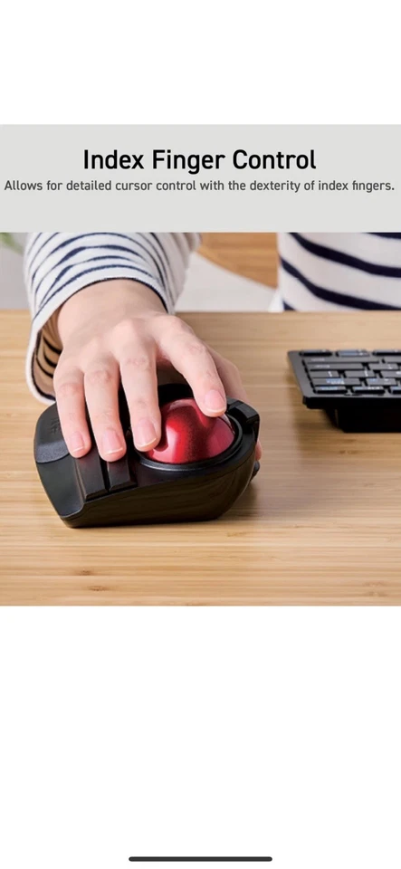 ELECOM HUGE Trackball, 2.4GHz Wireless USB, Index Finger Control - Image 4 of 4