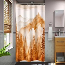 Small Stall Fall Forest Shower Curtain 36 x 72 Inch, Half Narrow Orange Mount...
