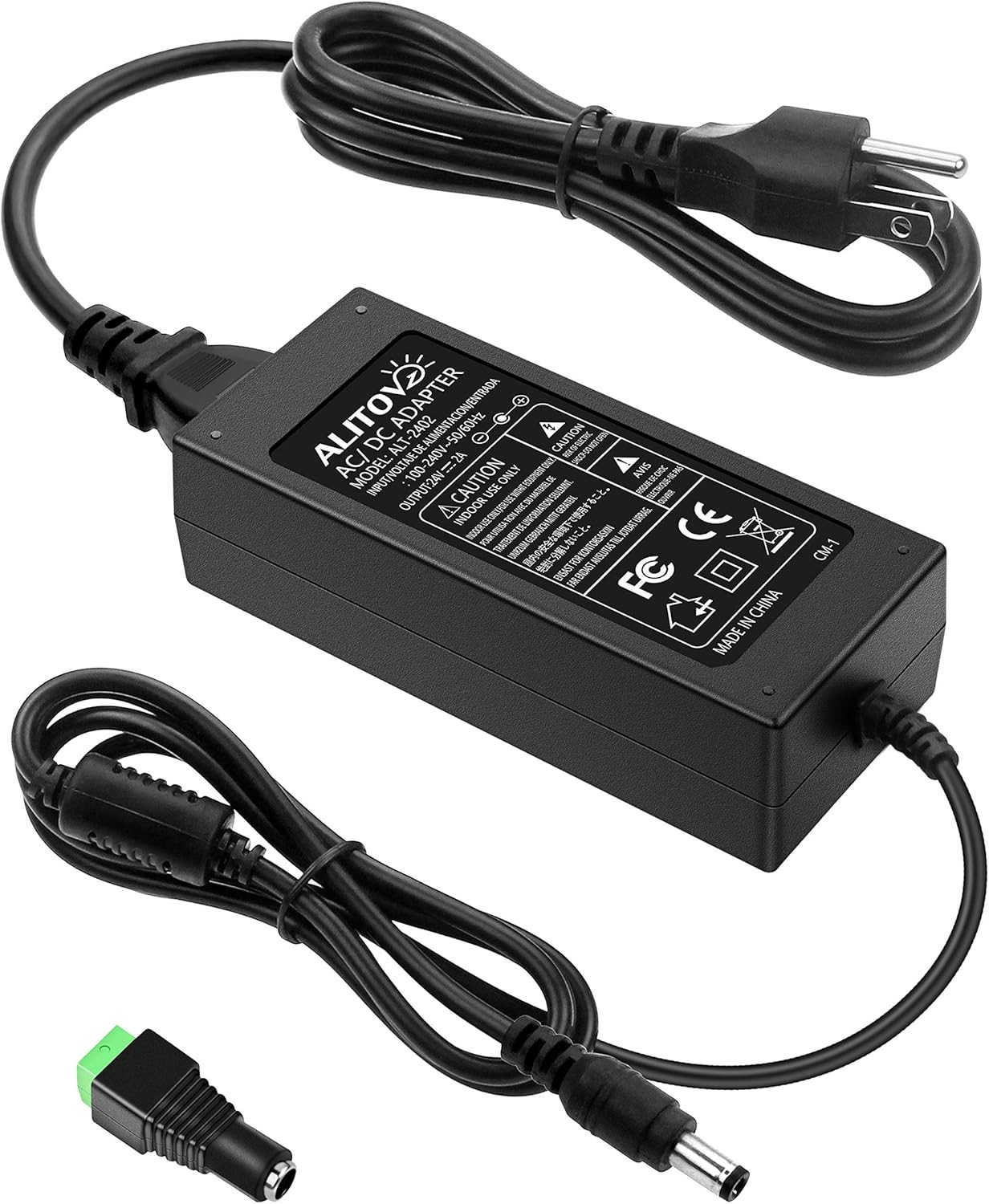 24V DC Power Supply 2A 48W AC/DC Adapter 100~240V AC to DC 24 Volt 2 Amp Convert