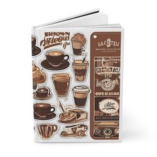 Brown Retro Cafe Hardcover Journal Matte Coffee Lovers vintage cafe notebook