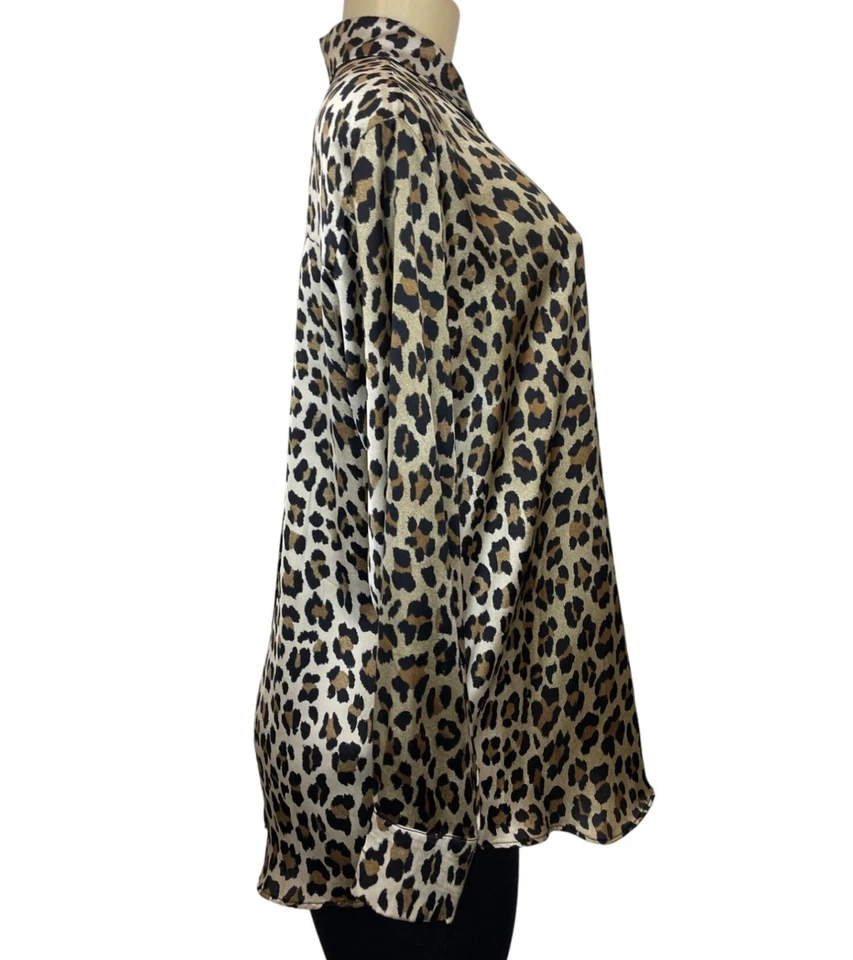 Blusa Camisa Zara Negra Estampado Leopardo Manga Larga Con Botones Moda Mujeres Talla S Foto 3 de 4