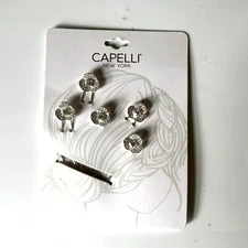 Capelli New York Bridal Prom Floral Silver Hair Pins New