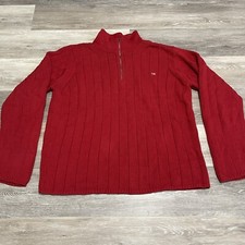 Polo Jeans Co. Ralph Lauren Men's Med Quarter Zip Red Sweater with American Flag