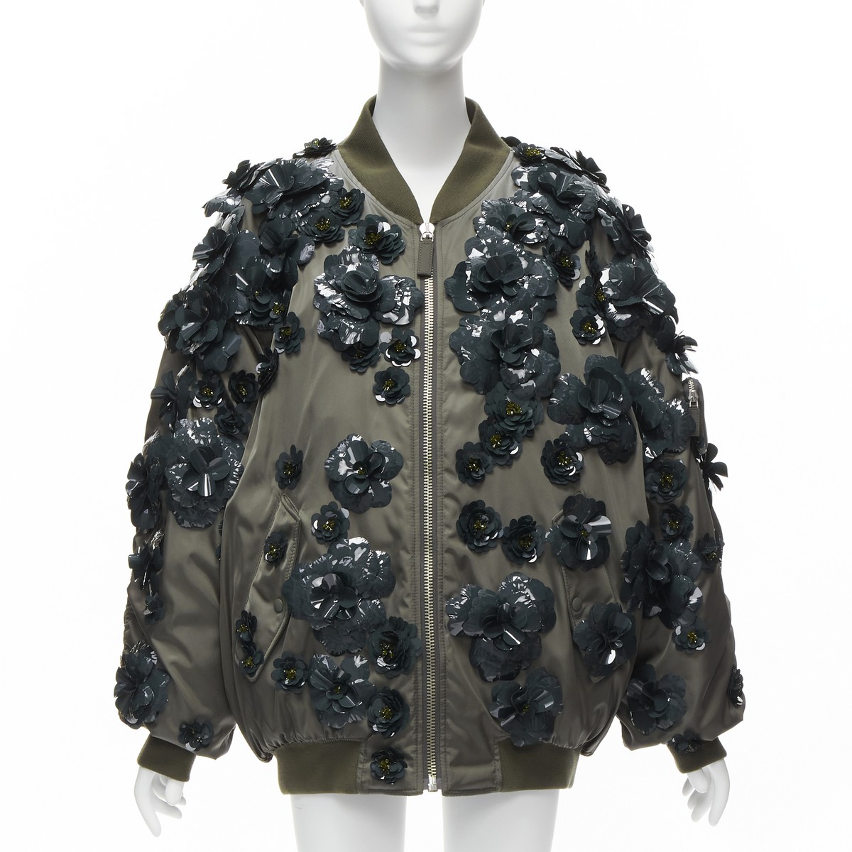 PRADA 2022 Runway Re-nylon green flower applique oversized