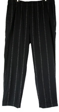 NEW EILEEN FISHER Wool Striped Tapered Ankle Pants in Black - Size L P2053