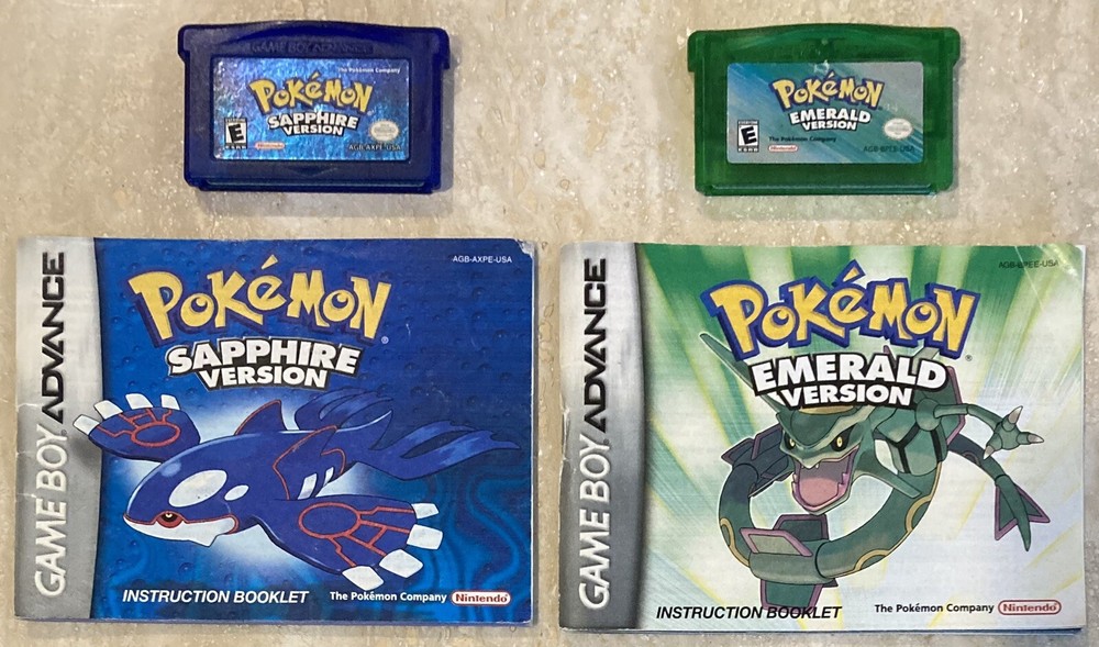 Pokémon Sapphire & Emerald Versions [Gameboy Advance] w/ Manuals & NEW BATTERIES