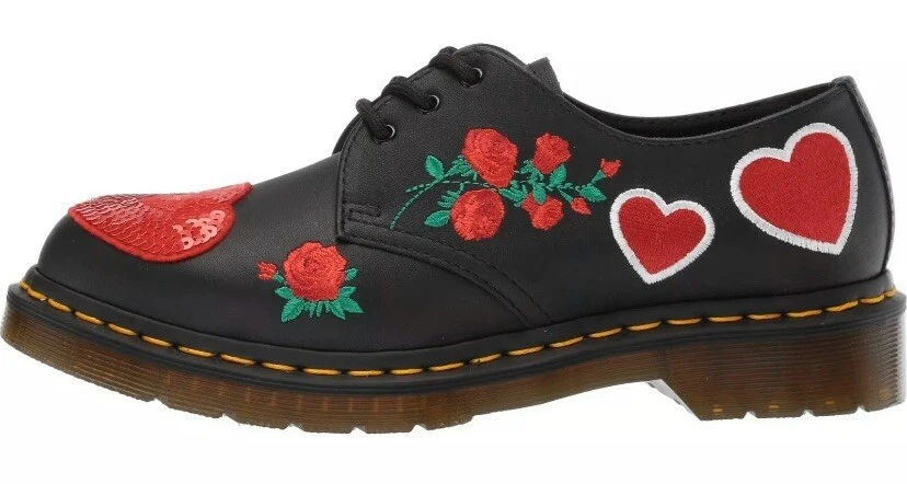 Dr. Martens Remix Leather Oxfords 1461 SEQUIN Patch HEARTS