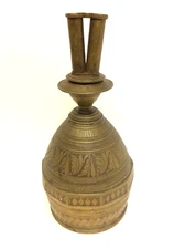 Brass Metal Old India? Unusual Hookah Base Etched Decorative Object