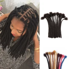 100%Real Human Hair Dreadlocks Extensions Handmade 0.8cm Locs Crochet Braid Hair