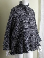 Damee Sz Xl Black Silver Tweed Gorgeous A-line Glam Swing Jacket Blazer