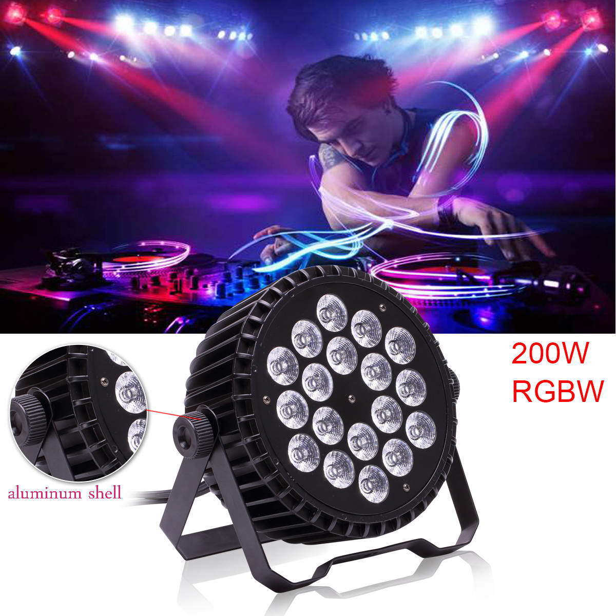 200W RGBW Stage Lighting 18LED PAR DMX Cast aluminum DJ Disco