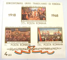 Romania 1968 Mi Block Scott  2057a Imperf . Union of Transylvania and Romania