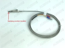 J Type Thermocouple temperature probe w/ alligator clip tip, powder coating oven