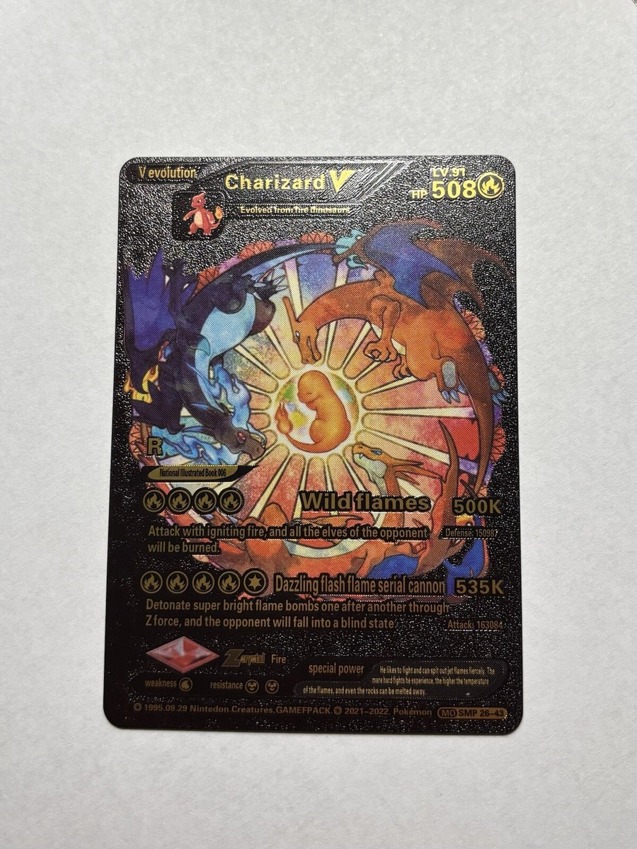 CHARIZARD V Black Foil Fan Art Display Card, HP 508 NM