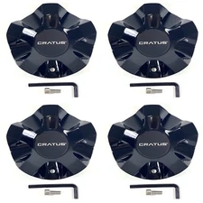Cratus Wheels Gloss Black Wheel Center Cap # CR-101 (4 CAPS) + BOLTS