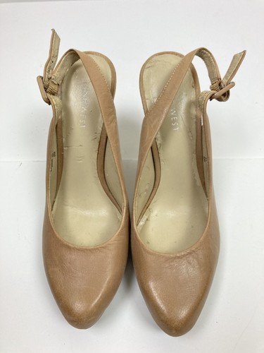 Nine West Women's Tan Sling Back Platform Heels Sz 6 AA