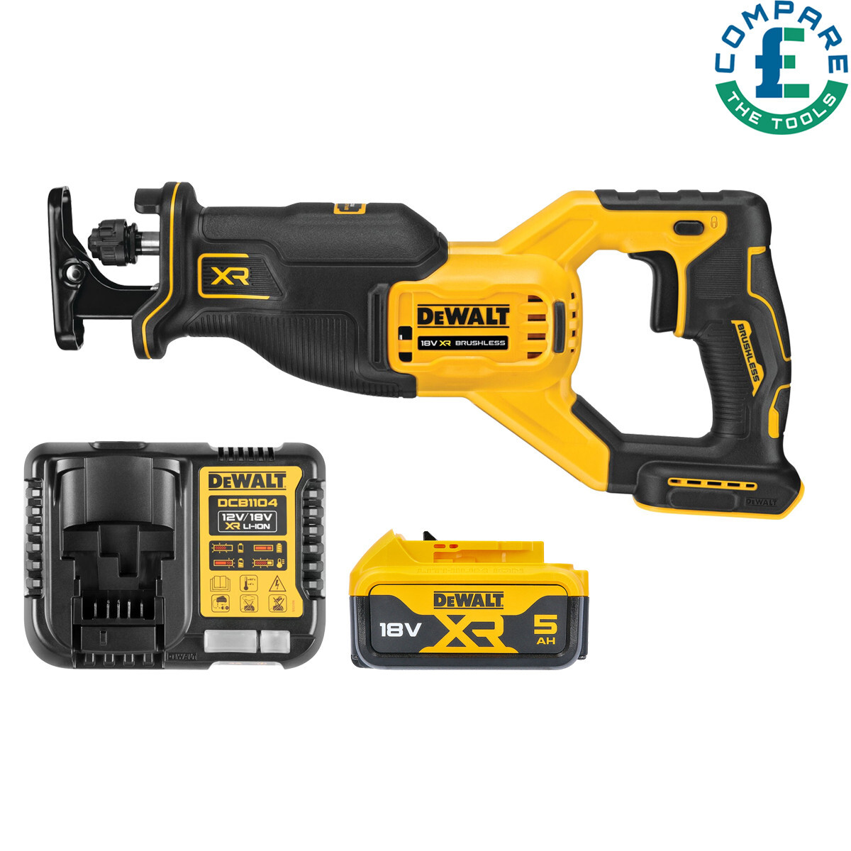 DeWalt DCS382 18V XR Brushless Reciprocating Saw With x 5Ah Battery  Charger