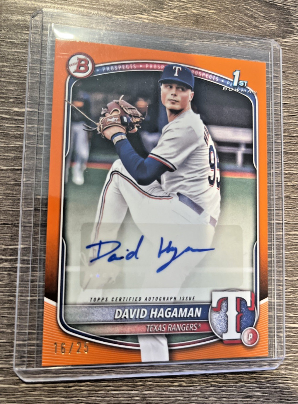 David Hagaman 2025 1st Bowman Auto Orange /25 -- Texas Rangers BPA-DH