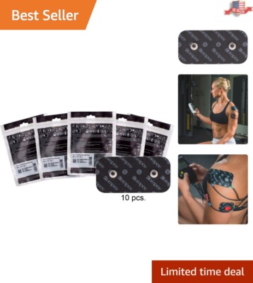 Durable 10-Pack Easy Snap Electrodes 2 x 4 for Performance Muscle Stimulators