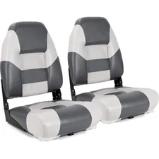 NORTHCAPTAIN Light Grey/Charcoal High Back Folding Boat Seat, 2 Seats