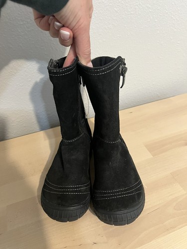 CLARKS GORE TEX BLACK SUEDE GIRL SHOES TALL BOOTS BOOTIES size 7.5 M LEATHER Kid - Picture 3 of 9