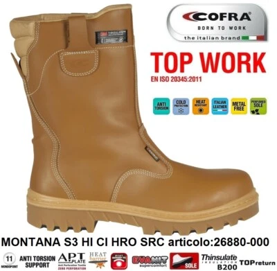 SICHERHEITSSTIEFEL COFRA MONTANA S3 HI CI HRO SRC Leder Blume wasserabweisend