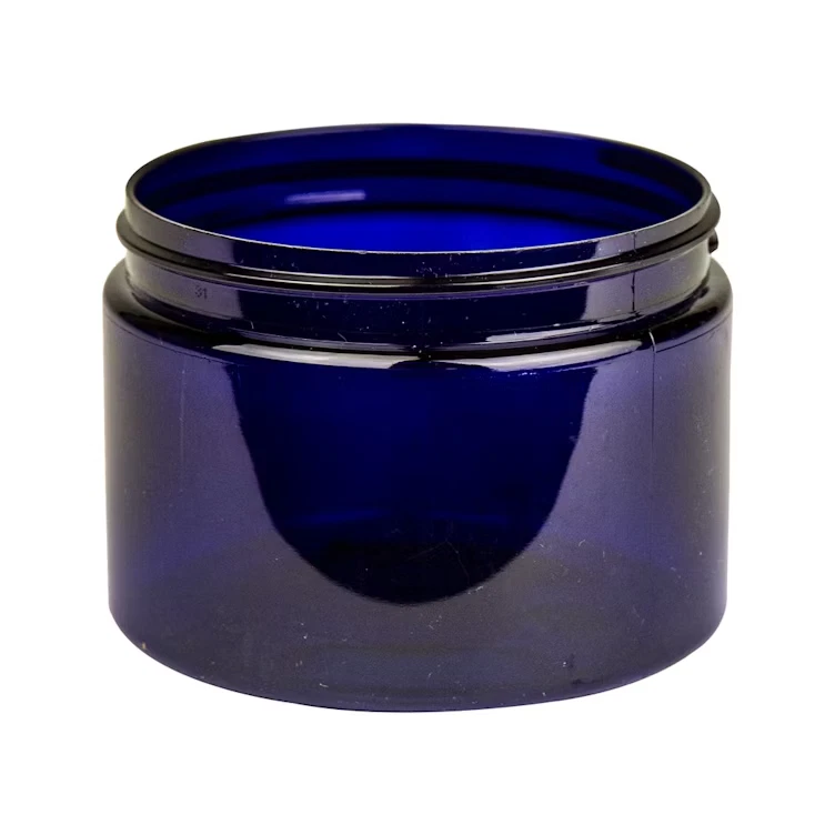 Cobalt Blue Plastic Straight Sided Jar with Black Foam Lined Lid (24 Pack) - Image 2 of 4
