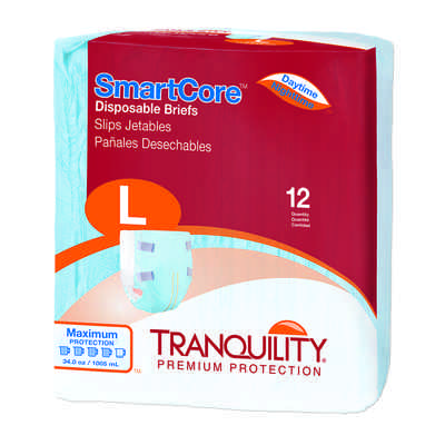 Tranquility SmartCore Disposable Briefs Large Case of 96 - #2313 Adult Diaper