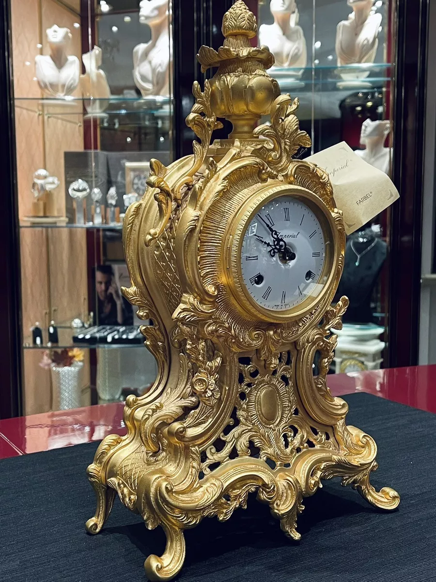 Pendola Tavolo Parigina Nuova Dorata Oro 24 Kt Movimento Meccanico