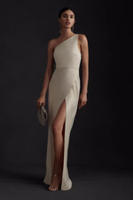 $248 BHLDN Dylan One Shoulder Satin Gown in Neutral 10 NEW B016